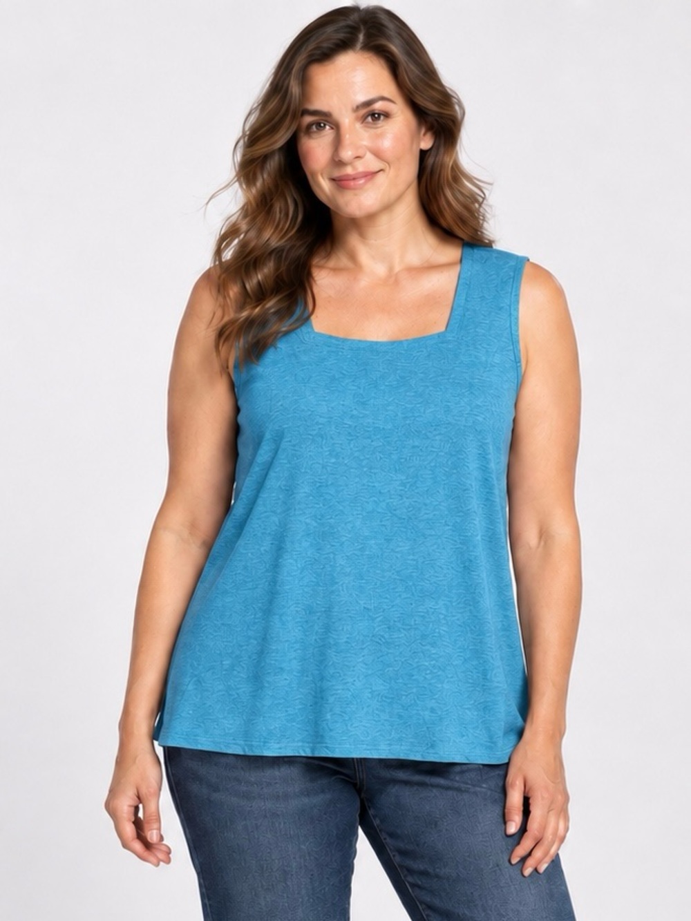 NWT New Evervibe Sleeveless Square-Neck Tank Top in Blue Size XXL